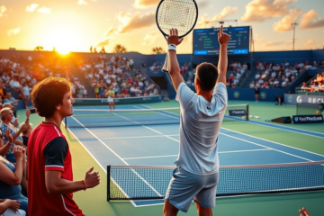 Carlos Alcaraz celebra a vitória sobre João Fonseca em uma partida de exibição no Miami Invitational, destacando um jogo emocionante decidido no supertiebreak.