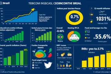 Gráfico do IPCA e suas contribuições de Educação e Transportes em fevereiro de 2026.