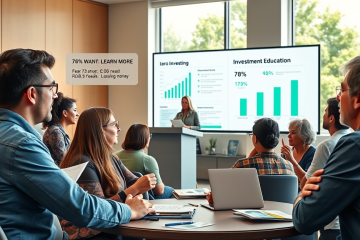 Gráfico mostrando o interesse dos brasileiros em aprender sobre investimentos e suas principais barreiras.
