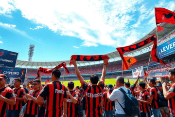 Torcida do Flamengo se preparando para o jogo contra o Cruzeiro, garantindo seus ingressos.