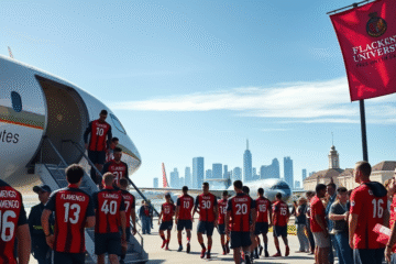Jogadores do Flamengo desembarcam para Super Mundial de Clubes