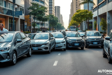 Imagem de vários modelos de carros automáticos que destacam conforto e eficiência no trânsito.