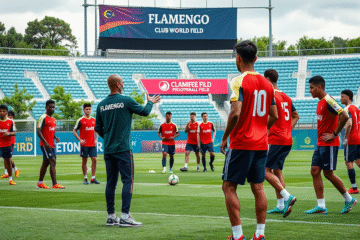 Jogadores do Flamengo treinam para o Mundial de Clubes