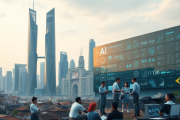 Imagem representativa do avanço da inteligência artificial na China, destacando inovações e patentes.