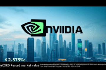 Imagem ilustrativa sobre a Nvidia e seu valor de mercado de US$ 4 trilhões, destacando a demanda por infraestrutura de IA.
