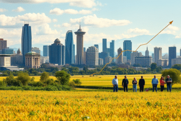 Imagem ilustrativa da estabilização econômica e seus impactos nos setores exportadores como agricultura e energia.