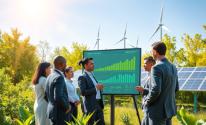 Ilustração da transformação da economia global através da economia verde e tecnologias sustentáveis.