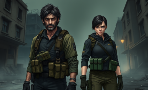 Imagem vazada de Resident Evil Requiem mostrando Leon S. Kennedy ao lado de Grace Ashcroft.