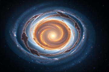 Imagem da galáxia Alaknanda, destacando sua estrutura espiral e estrelas de diferentes idades.