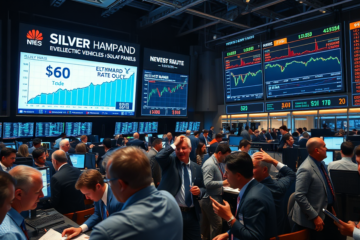 Imagem representando a alta do preço da prata em um gráfico financeiro.