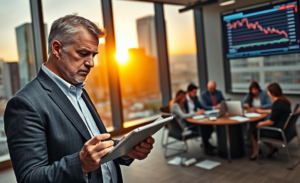 Larry Ellison durante evento da Oracle, refletindo preocupações sobre a redução de sua fortuna e o impacto nos investimentos em tecnologia.