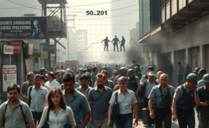 Infográfico sobre os impactos econômicos do crime no Brasil, evidenciando o custo oculto e suas consequências no PIB.