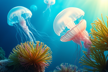 Águas-vivas e anêmonas-do-mar mostrando suas atividades de sono, revelando padrões similares aos humanos, apesar da ausência de cérebro.