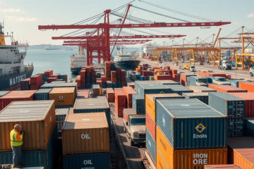 Análise do superávit na balança comercial brasileira e suas exportações em fevereiro de 2026.