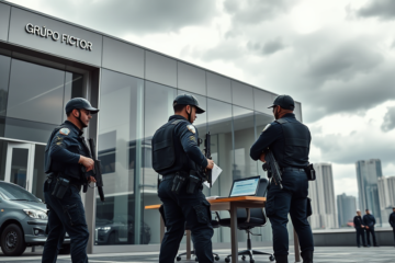 Agentes da lei durante a Operação Fallax contra fraudes bancárias.