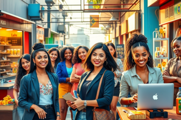 Mulheres empreendedoras no Brasil, promovendo crescimento econômico com novos negócios.