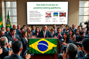 Imagem ilustrativa sobre o bloqueio de plataformas de apostas preditivas no Brasil, destacando a nova regulação e suas implicações.