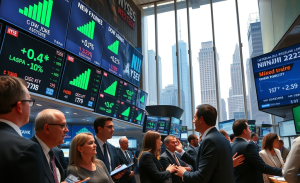 Bolsa Nova York Alta Com Dow Jones Em Crescimento