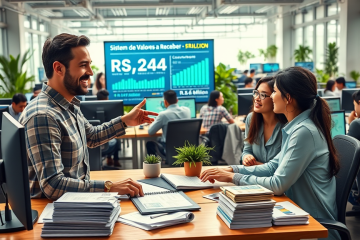 Imagem ilustrativa dos valores disponíveis para resgate no Sistema de Valores a Receber, destacando os montantes e beneficiários.