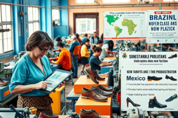 Empresas brasileiras mudando suas estratégias em resposta a novas tarifas onerosas, aumentando produção no exterior e prevendo desafios no setor calçadista.