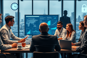 Imagem representativa do risco cibernético em sistemas financeiros com a influência da inteligência artificial.